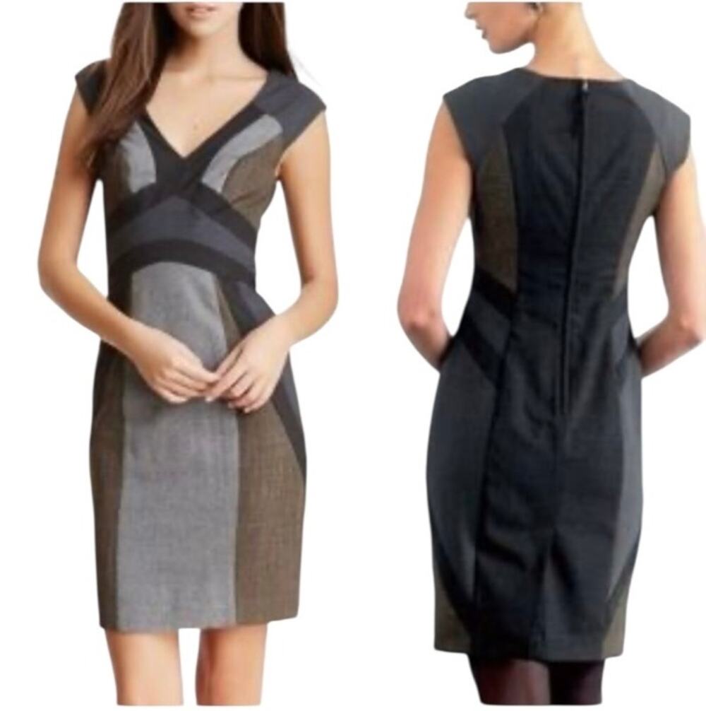 Rebecca Taylor Wool Blend Sheath Dress Size 6 Colorblock Career Office Classic
